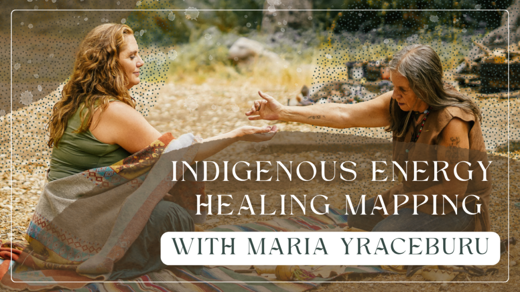 Mellissa Seaman and Maria Yraceburu sitting together outdoors practicing Indigenous energy healing and discussing intuition, spiritual senses, and Earth connection.