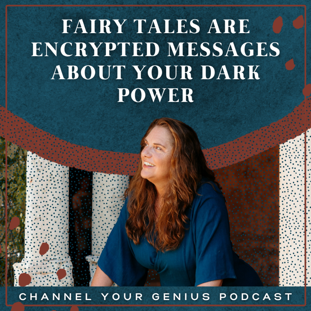 Mellissa Seaman smiling outdoors beside text reading “Trolls and Fairies and Giants Oh My!” for an episode about the spiritual meaning of fairy tales.